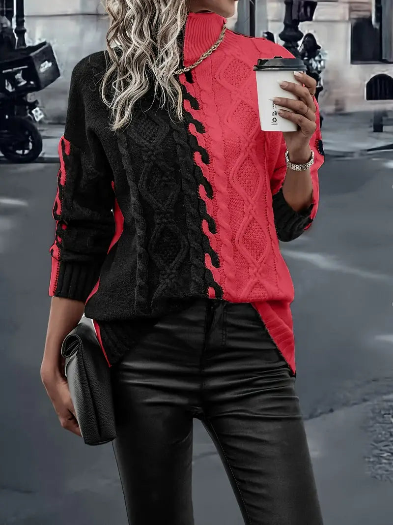 Dagrun | Elegante jersey a rayas con cuello alto